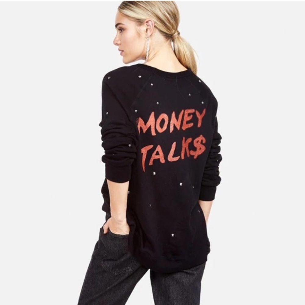 Lauren Moshi ACDC Money Talks Studded Sweatshirt
